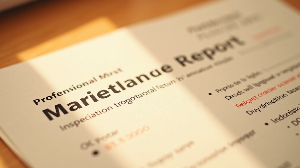 Automatisch erstellter Wartungsbericht auf hellem Papier mit orangefarbenem Akzent